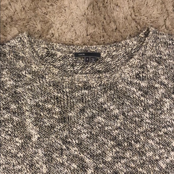 Vince.  Linen Blend Short Sleeve Cropped Sweater - Picture 2 of 7